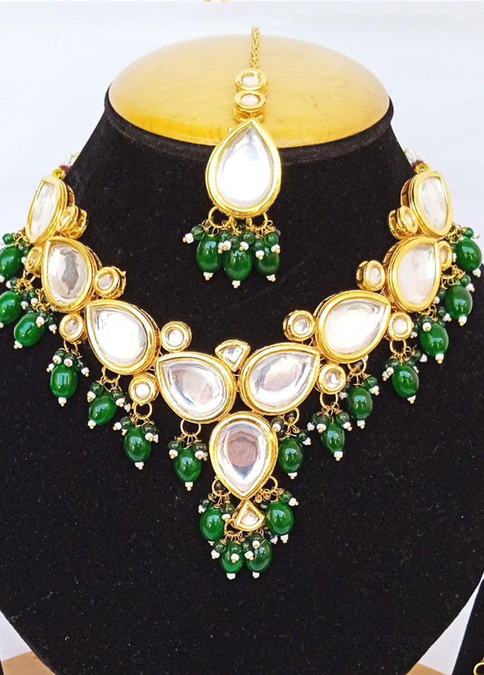 Golden Kundan Alloy Wedding Bridal Necklace Set - Indian Silk House Agencies