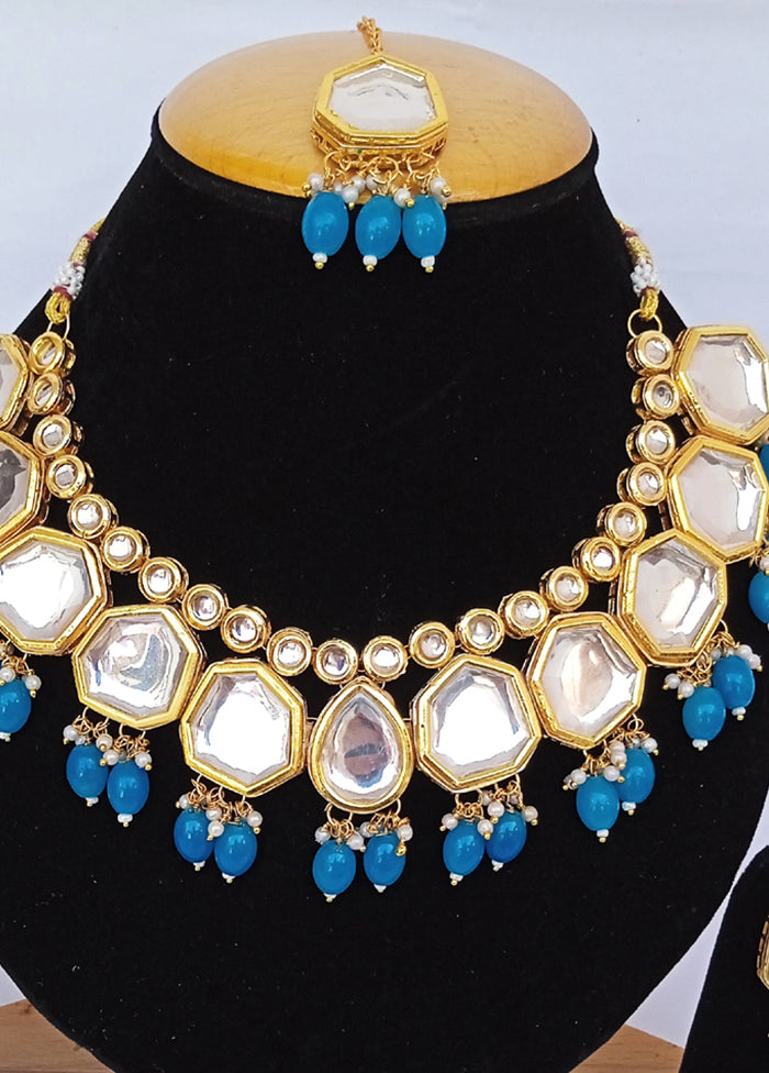 Golden Kundan Alloy Wedding Bridal Necklace Set - Indian Silk House Agencies