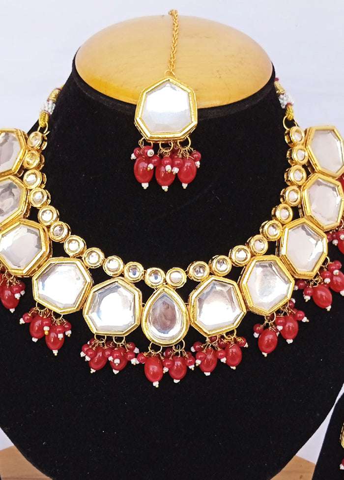 Golden Kundan Alloy Wedding Bridal Necklace Set - Indian Silk House Agencies
