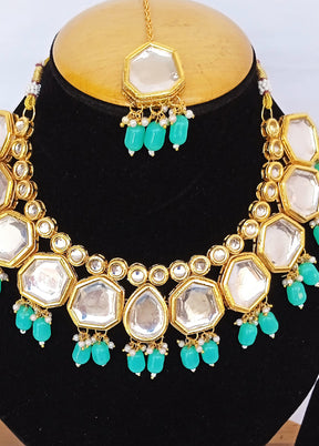 Golden Kundan Alloy Wedding Bridal Necklace Set - Indian Silk House Agencies