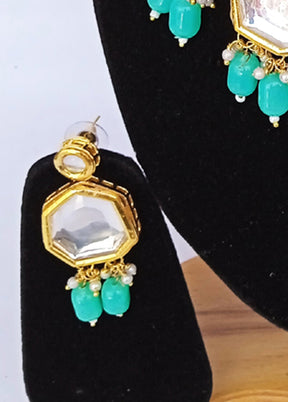Golden Kundan Alloy Wedding Bridal Necklace Set - Indian Silk House Agencies