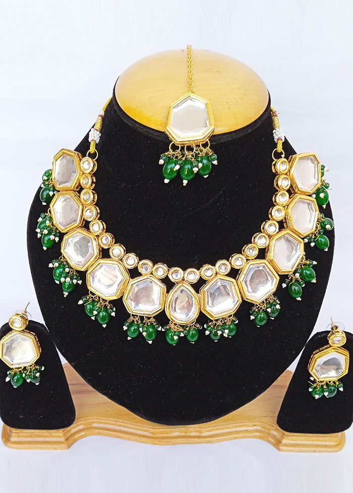 Golden Kundan Alloy Wedding Bridal Necklace Set - Indian Silk House Agencies