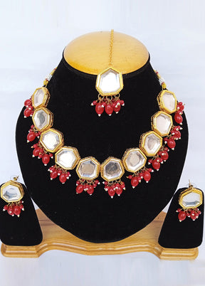 Golden Kundan Alloy Wedding Bridal Necklace Set - Indian Silk House Agencies