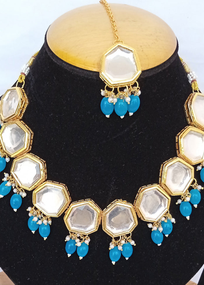 Golden Kundan Alloy Wedding Bridal Necklace Set - Indian Silk House Agencies