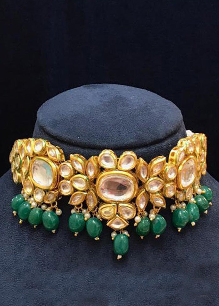 Golden Kundan Work Alloy Necklace Set - Indian Silk House Agencies