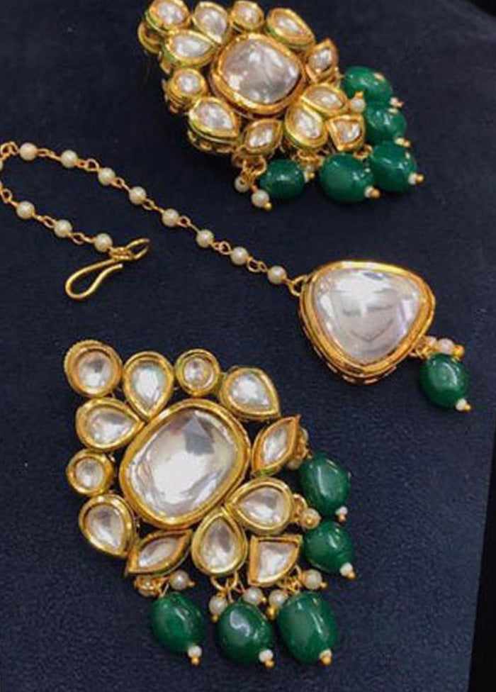 Golden Kundan Work Alloy Necklace Set - Indian Silk House Agencies