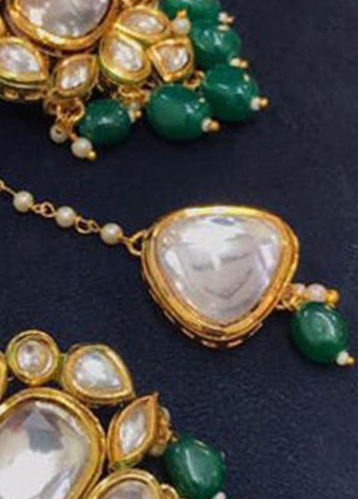 Golden Kundan Work Alloy Necklace Set - Indian Silk House Agencies