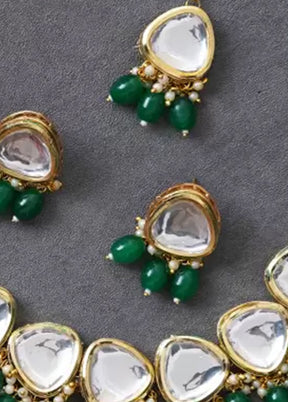 Golden Kundan Work Alloy Necklace Set - Indian Silk House Agencies