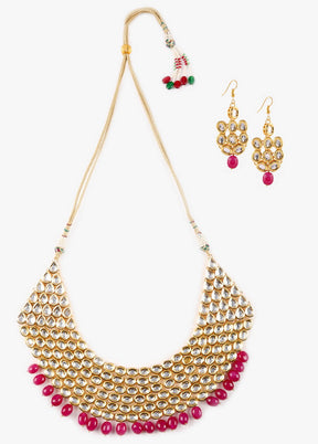 Hand Crafted Base Metal Alloy Gold Plated Kundan Stone Studded Jewellery Sets - Indian Silk House Agencies