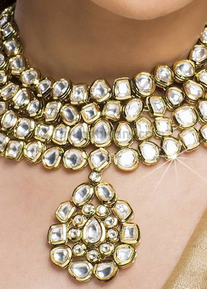 Hand Crafted Base Metal Alloy Gold Plated Kundan Stone Studded Jewellery Sets - Indian Silk House Agencies