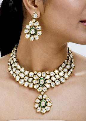 Hand Crafted Base Metal Alloy Gold Plated Kundan Stone Studded Jewellery Sets - Indian Silk House Agencies