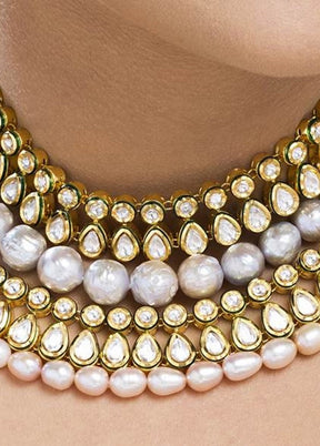 Hand Crafted Base Metal Alloy Gold Plated Kundan Stone Studded Jewellery Sets - Indian Silk House Agencies
