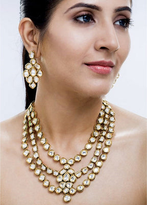 Hand Crafted Base Metal Alloy Gold Plated Kundan Stone Studded Jewellery Sets - Indian Silk House Agencies