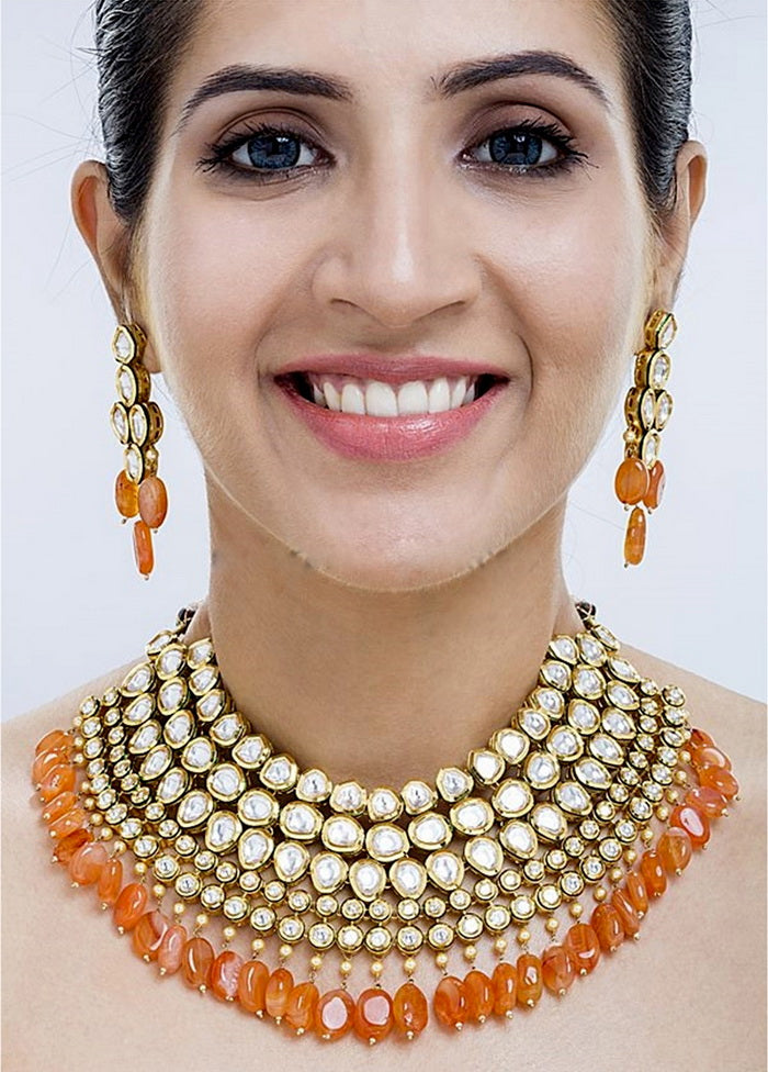 Hand Crafted Base Metal Alloy Gold Plated Kundan Stone Studded Jewellery Sets - Indian Silk House Agencies
