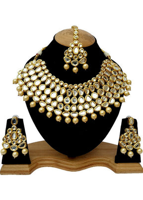 Hand Crafted Base Metal Alloy Gold Plated Kundan Stone Studded Jewellery Sets - Indian Silk House Agencies