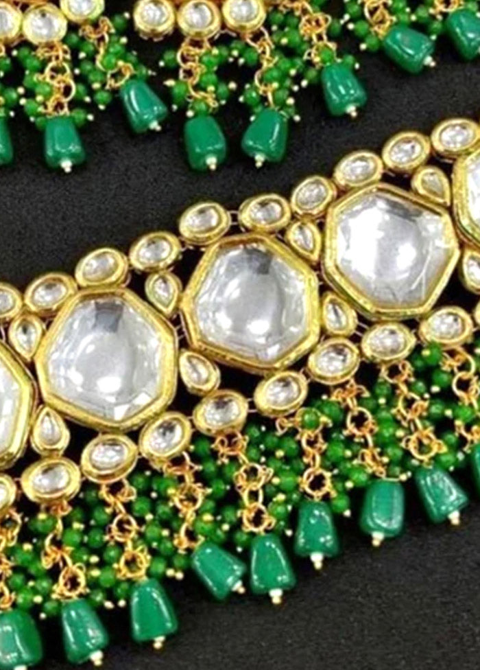 Green Kundan Jewellery Set With Mangtika - Indian Silk House Agencies