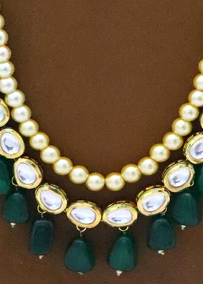 Emerald Green Kundan Jewellery Set - Indian Silk House Agencies