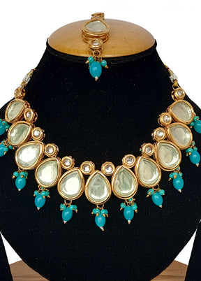 Blue Kundan Jewellery Set With Mangtika - Indian Silk House Agencies