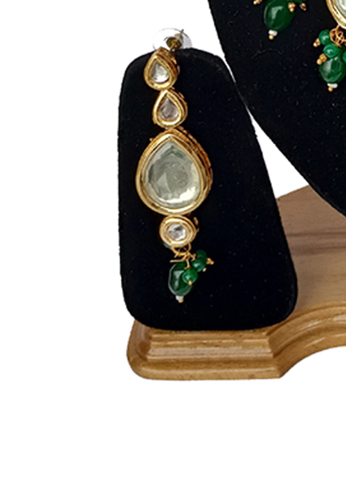 Emerald Green Kundan Jewellery Set With Mangtika - Indian Silk House Agencies
