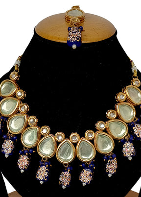 Blue Kundan Jewellery Set With Mangtika - Indian Silk House Agencies