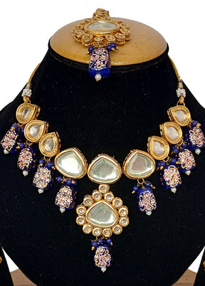 Blue Kundan Jewellery Set With Mangtika - Indian Silk House Agencies