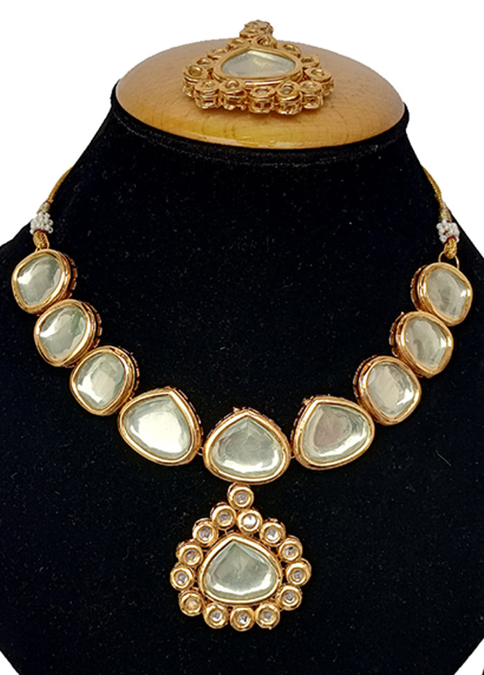 Gold Kundan Jewellery Set With Mangtika - Indian Silk House Agencies