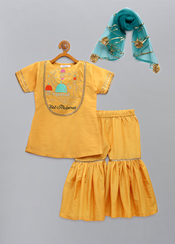 3 Pc Yellow Silk Suit Set