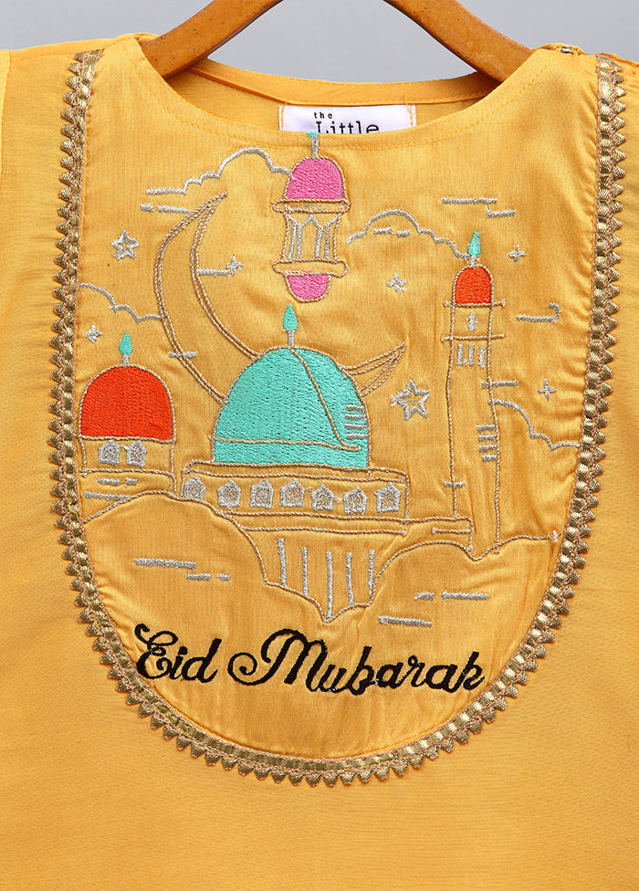 3 Pc Yellow Silk Suit Set