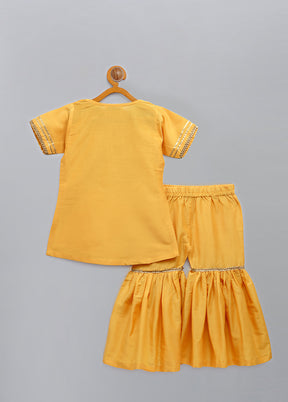 3 Pc Yellow Silk Suit Set