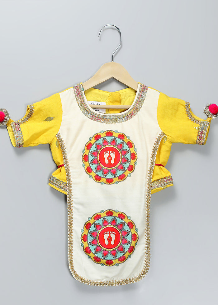 3 Pc Yellow Silk Sharara Set