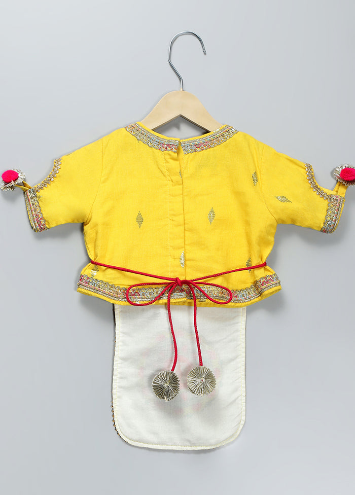 3 Pc Yellow Silk Sharara Set