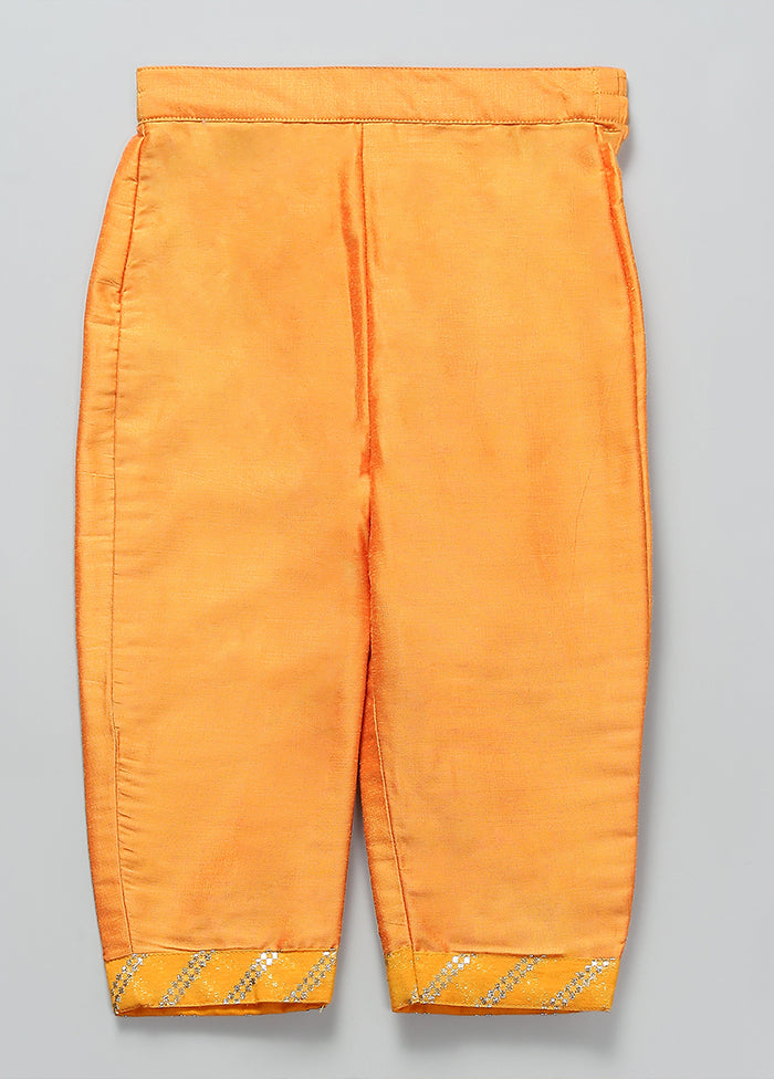 3 Pc Orange Silk Anarkali Set