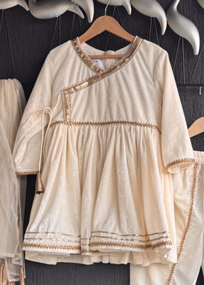 3 Pc White Velvet Angrakha Set