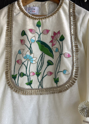 3 Pc Cream Silk Suit Set