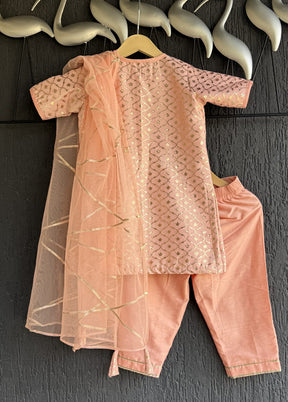 3 Pc Peach Silk Suit Set