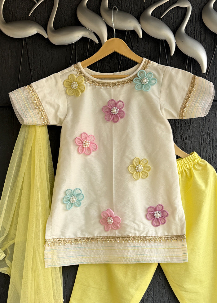 3 Pc Yellow Silk Suit Set