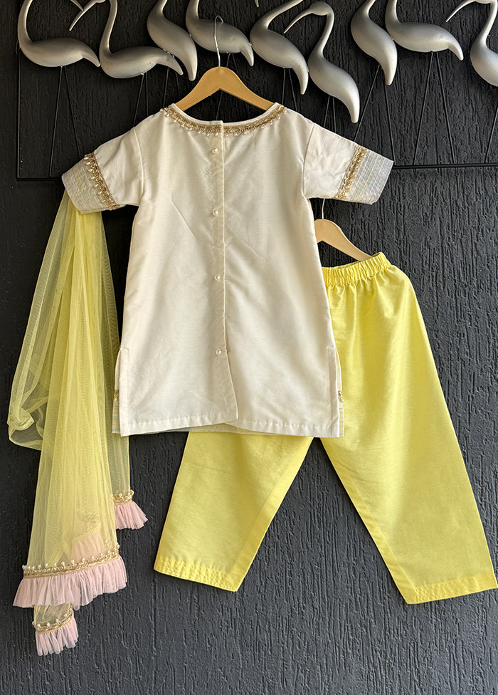3 Pc Yellow Silk Suit Set