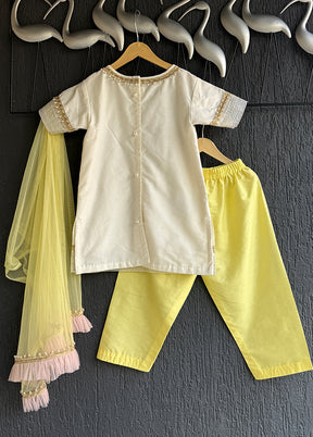 3 Pc Yellow Silk Suit Set