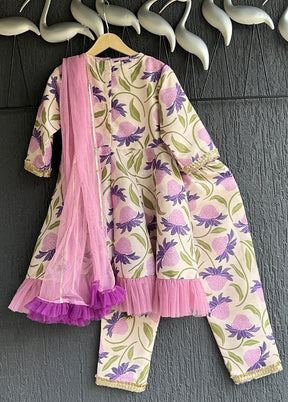 3 Pc Cream Silk Suit Set