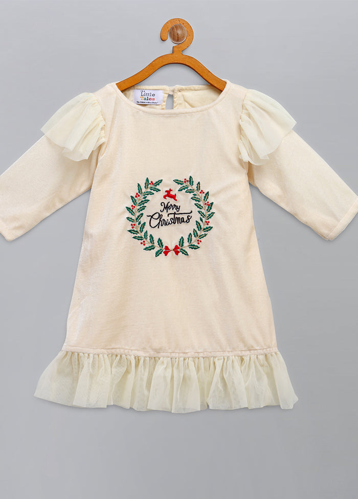 Yellow Embroidery Work Velvet Dress