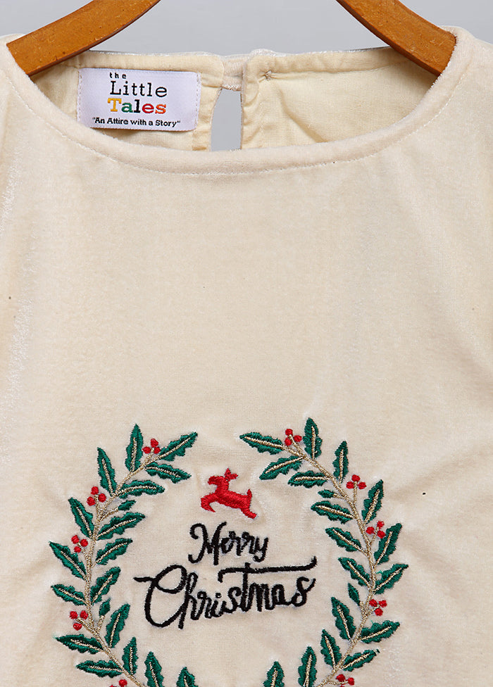 Yellow Embroidery Work Velvet Dress