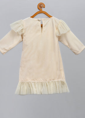 Yellow Embroidery Work Velvet Dress