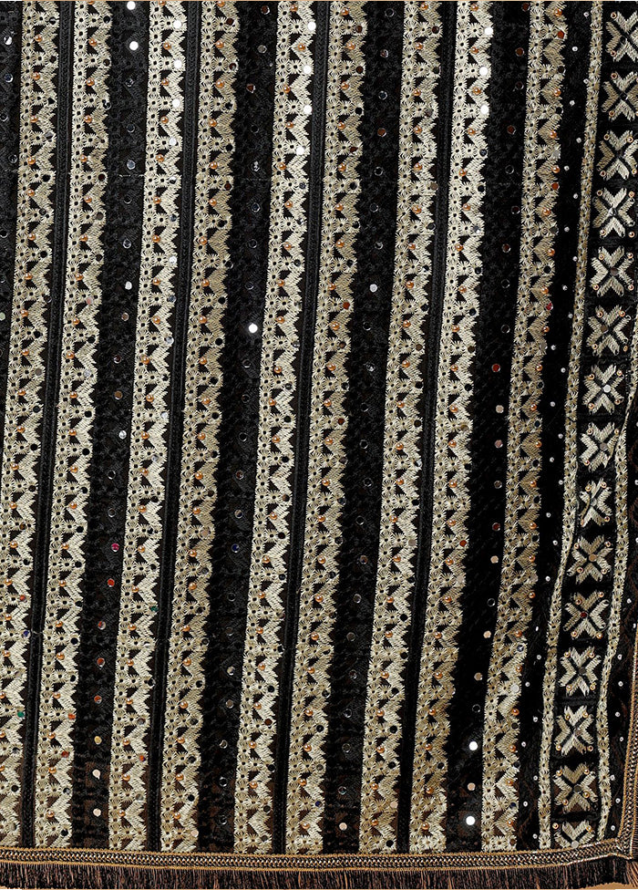 Black Chinon Phulkari Work Dupatta