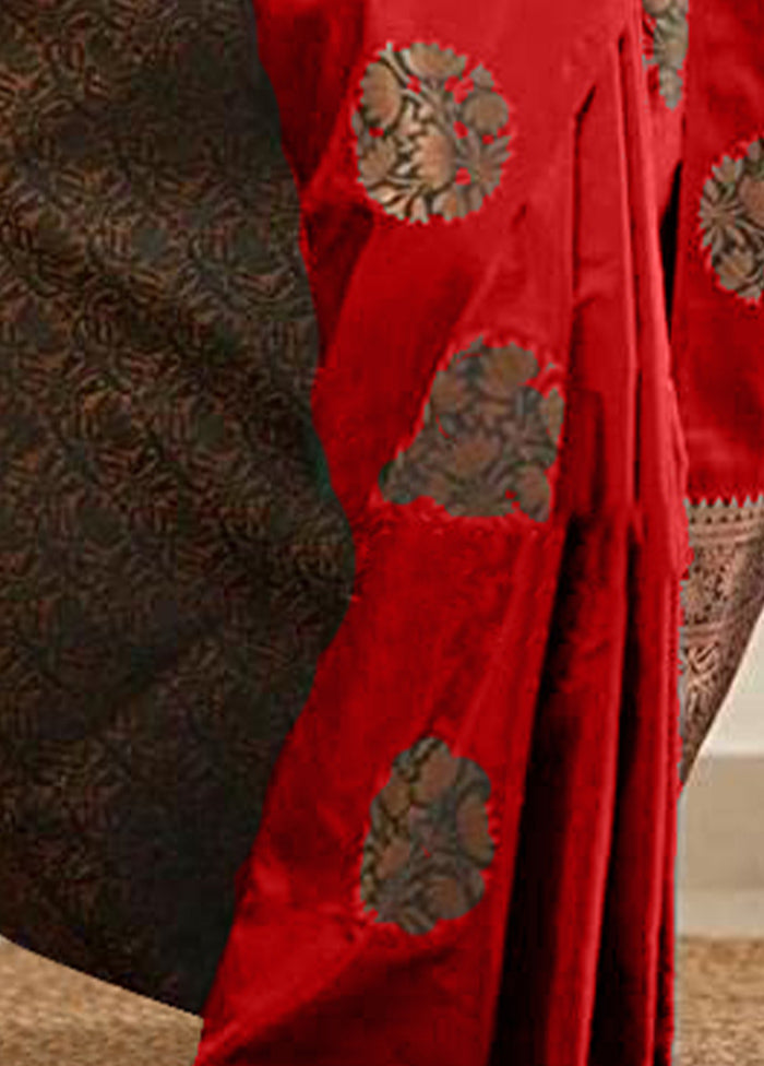 Red Spun Silk Saree With Blouse Piece