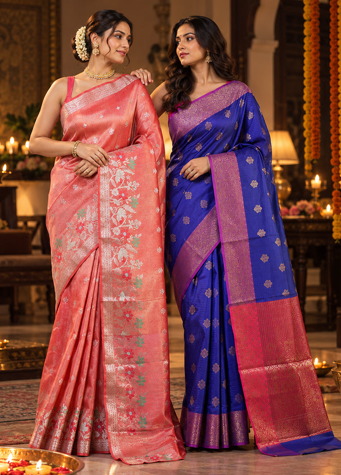 Ma & Meye Duo – Pink Tissue Silk & Blue Cotton Sarees