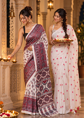 Moonlit Lavender Duo – Purple Modal Silk & White Cotton Sarees