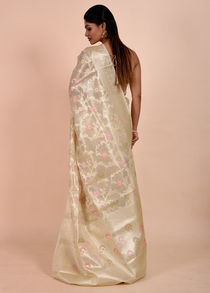 Cream Tissue Silk Saree With Blouse Piece