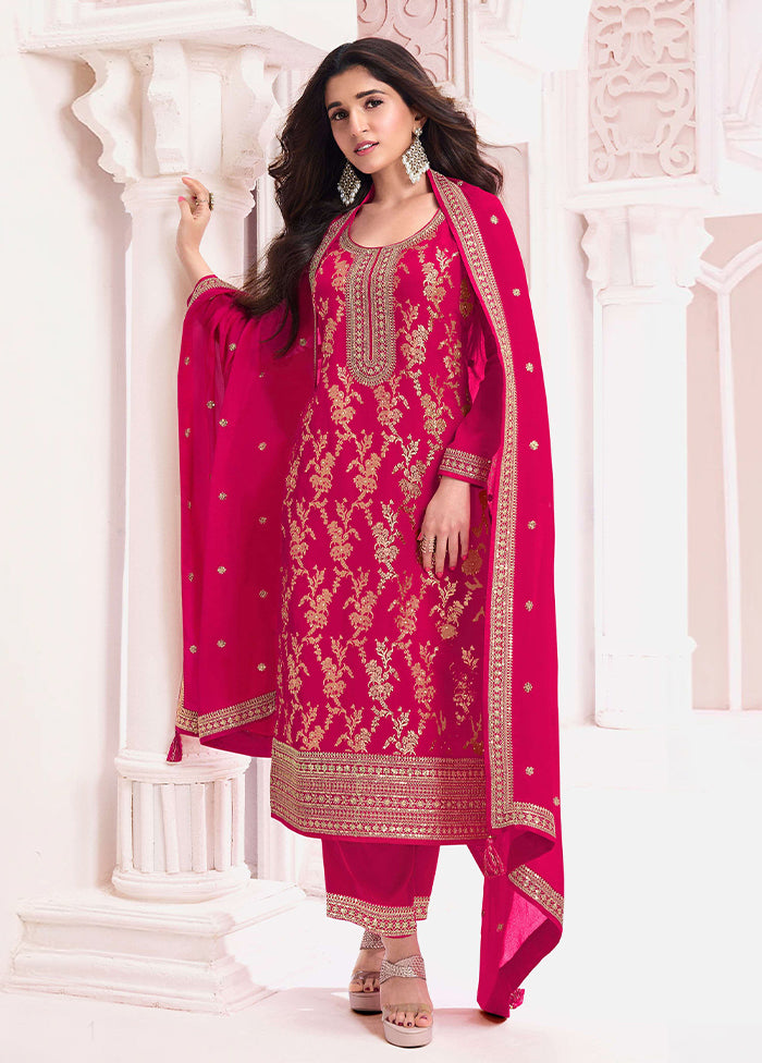 3 Pc Multicolor Semi Stitched Viscose Dupatta Suit Set