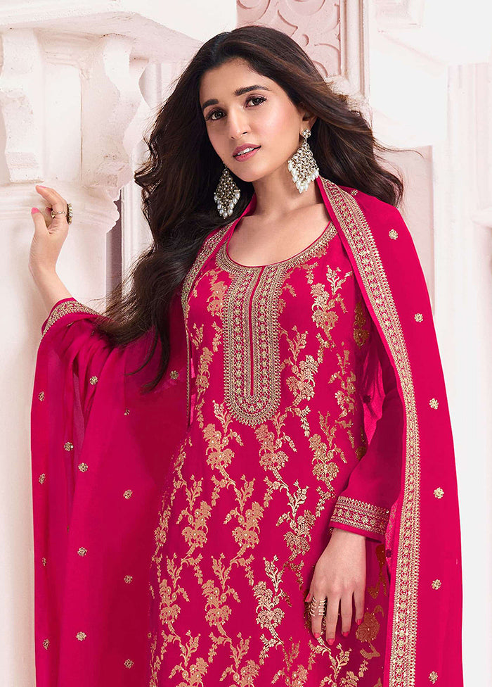 3 Pc Multicolor Semi Stitched Viscose Dupatta Suit Set