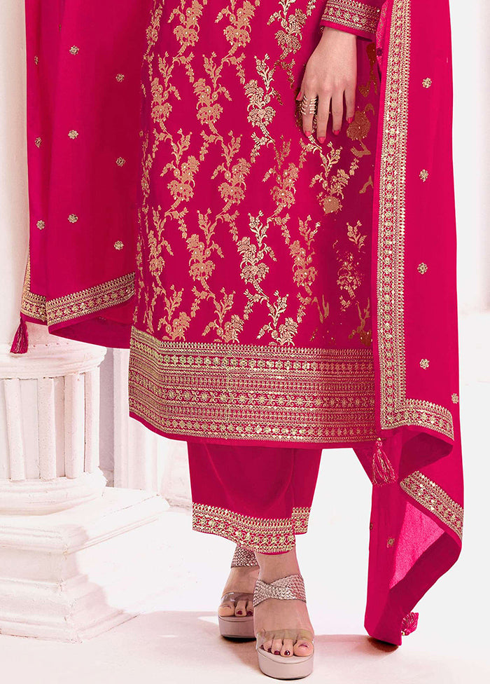 3 Pc Multicolor Semi Stitched Viscose Dupatta Suit Set